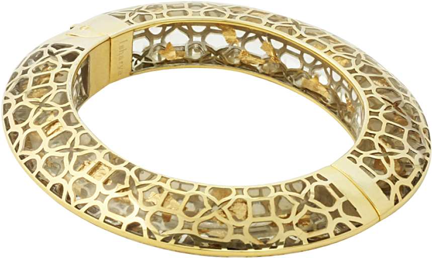 Temple Muse Gold Flakes Oval Hinge Bangle (1200x1200), Png Download