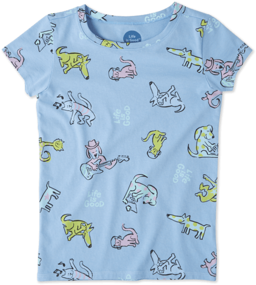 Girls Happy Dog Print Crusher Tee - Elephant (570x570), Png Download