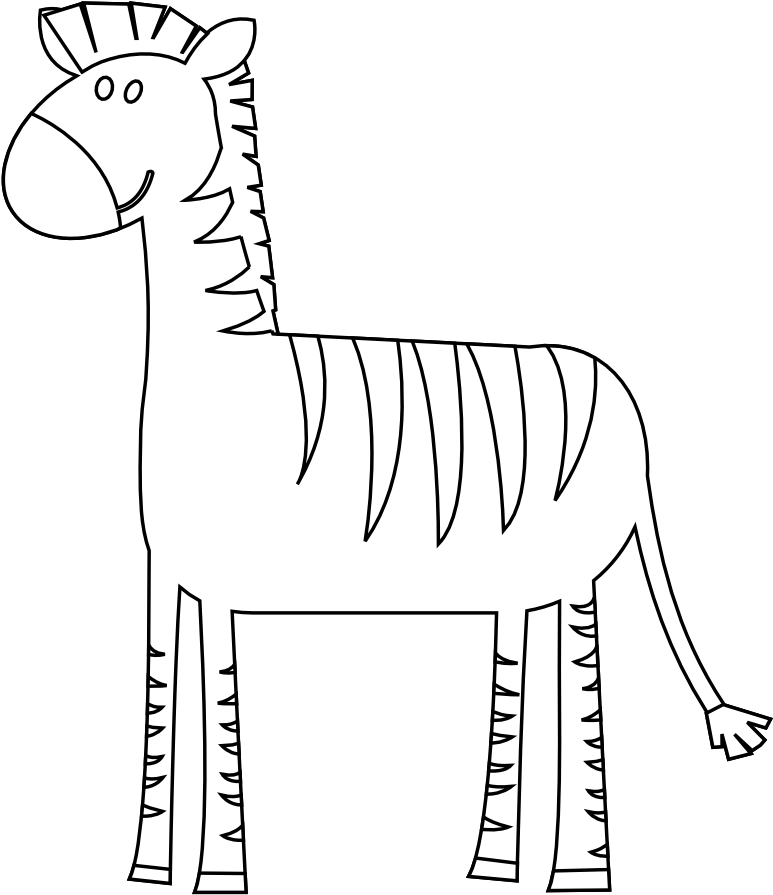 Colorful Animal Zebra Black White Line Art 999px 95 - Coloring Book (999x999), Png Download