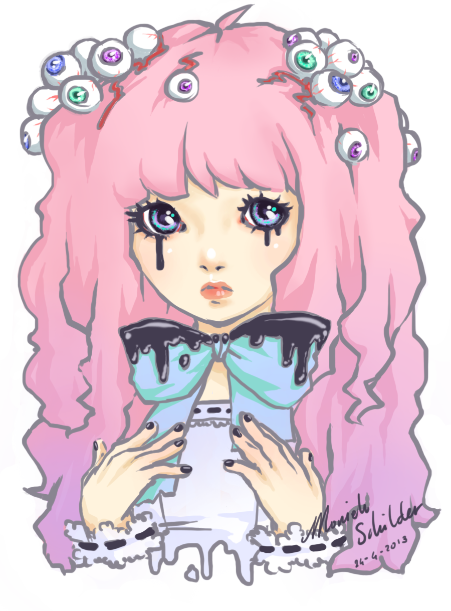 Cute Creepy Girl Drawings (900x1219), Png Download