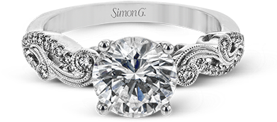 Post Navigation - Vintage Style White Gold Round Cut Engagement Rings (400x400), Png Download