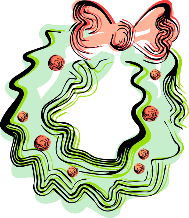 Evergreen Bough Wreath Image Illustration Of Festive - Wreath (607x700), Png Download