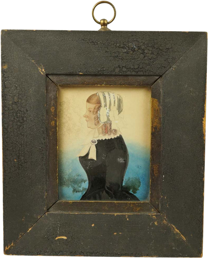 Mid 19th Century Portrait Miniature Watercolor On Paper - Portrait (984x984), Png Download