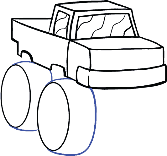 How To Draw A Monster Truck In A Few Easy Steps - Dibujar Carro Monster Truck (678x600), Png Download