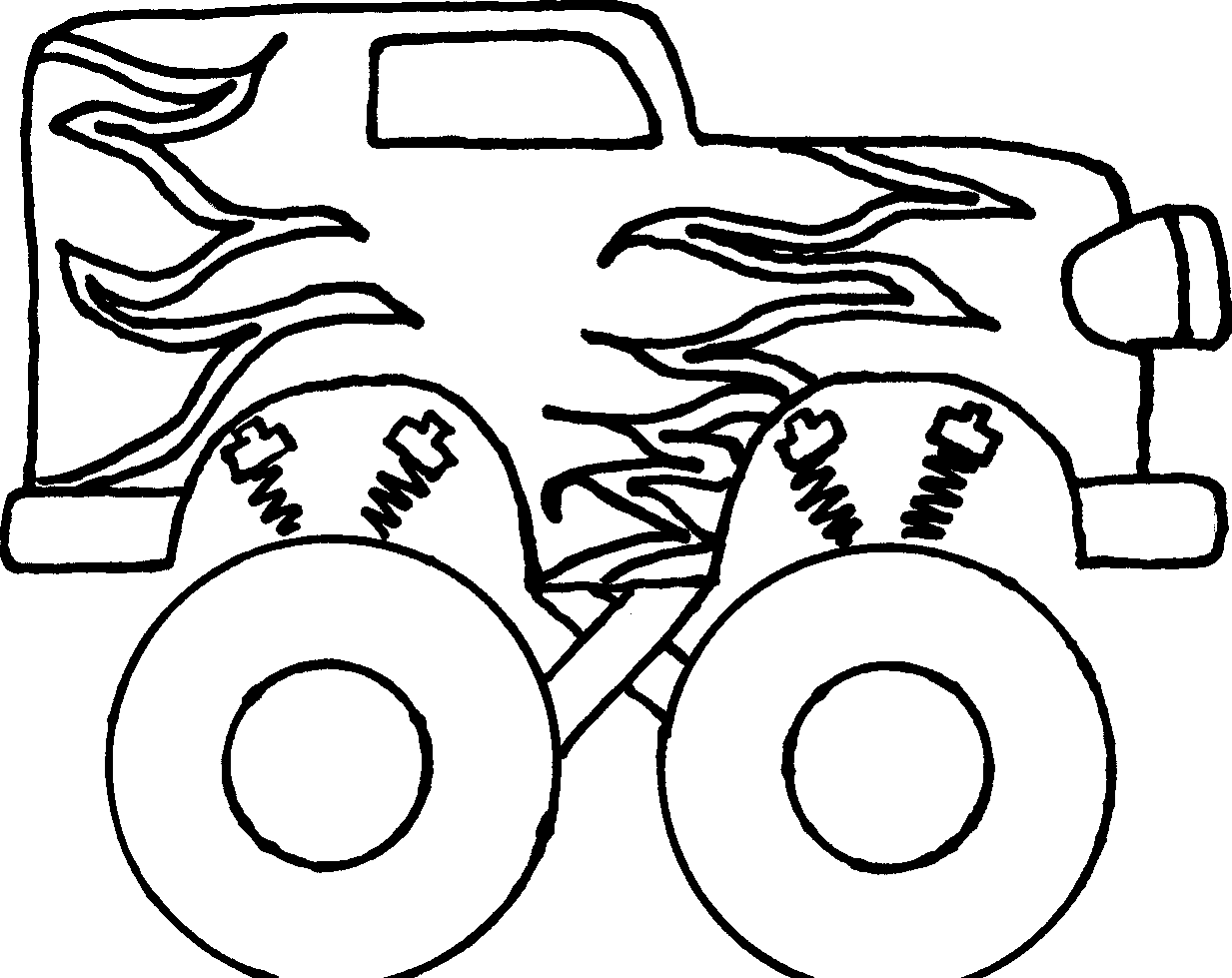 Monster Truck Clipart Black And White Free - Monster Truck Easy To Draw (1233x979), Png Download