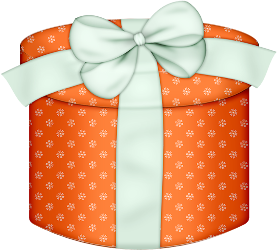 Orange Round Gift Box With White Bow Png Clipart - Caja De Regalo Animado (585x532), Png Download