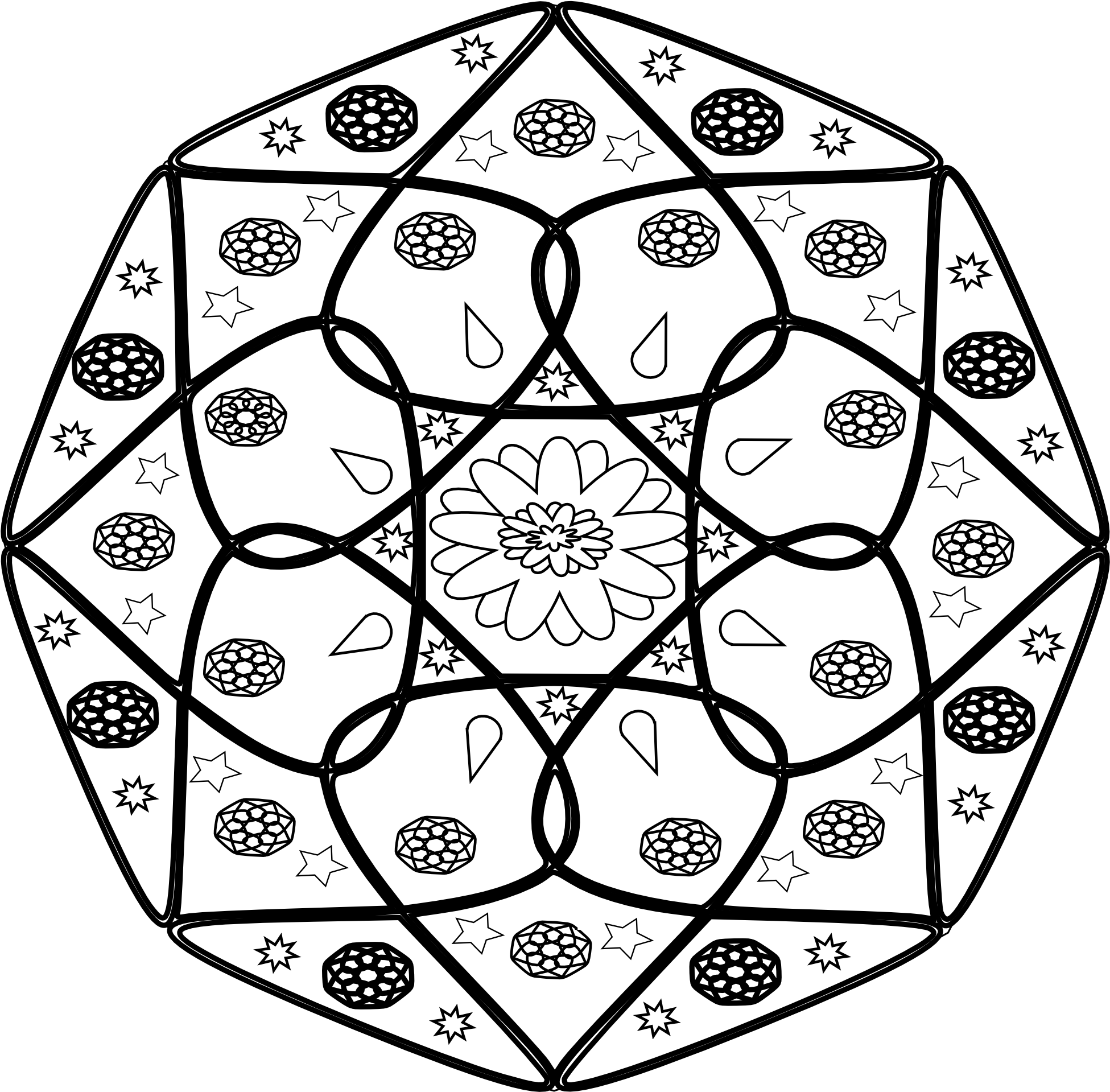 Mandala Black White Line Art Flag 999px 348 - Clipart Mandala Black And White (999x999), Png Download