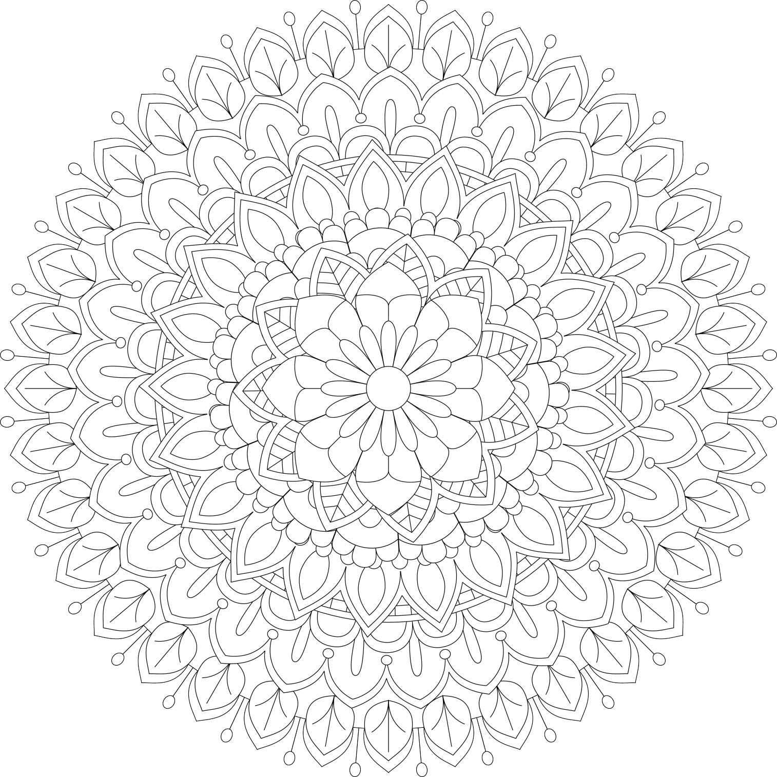 Mandala Vector Tattoo Perfect Cards For Any Other Kind - Sad Face Flower (1514x1514), Png Download