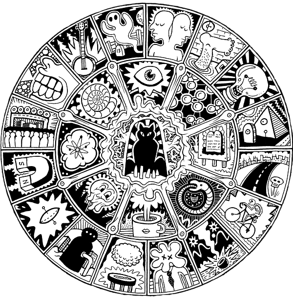 Bleed Area May Not Be Visible - Cat Mandala In Black And White Sweatshirt T-shirt & (600x608), Png Download