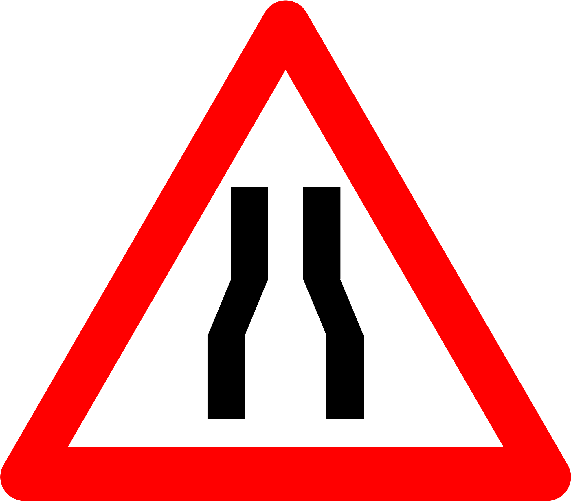 Way Clipart Narrow Road - Right Reverse Bend Sign (2000x1775), Png Download
