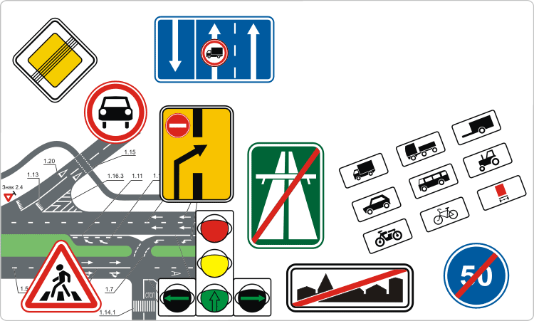 Vector Clipart Set - Знаки Дорожного Движения Usa (750x451), Png Download