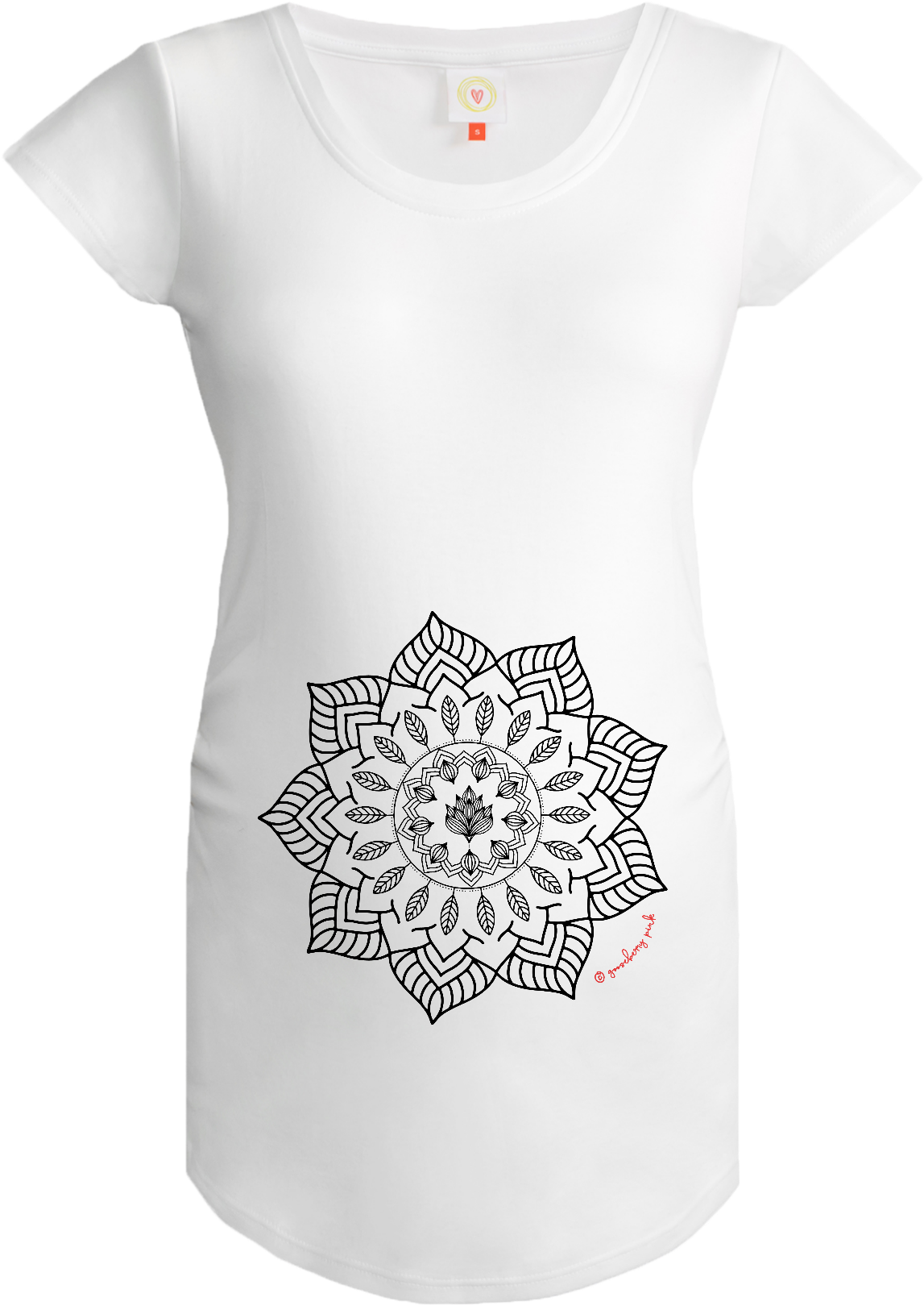 Gooseberry Pink Mandala Maternity Top In White Organic - Infant Bodysuit (2000x2000), Png Download