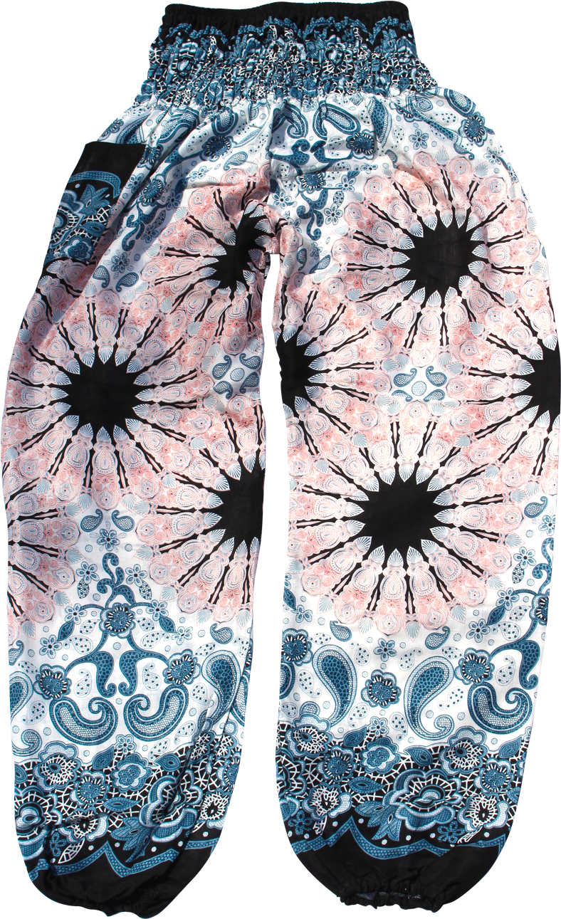 White Mandala Harem Pants Bohemian Island - Trousers (1000x1500), Png Download