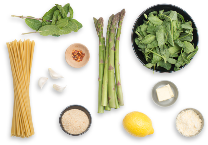 Spring Bucatini Pasta With Pea Tips, Asparagus & Mint - Cruciferous Vegetables (700x477), Png Download