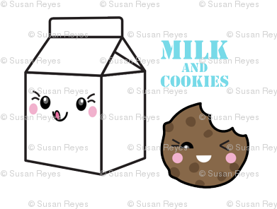 Kawaii Milk And Cookies - Walk A Mile In Her (400x309), Png Download