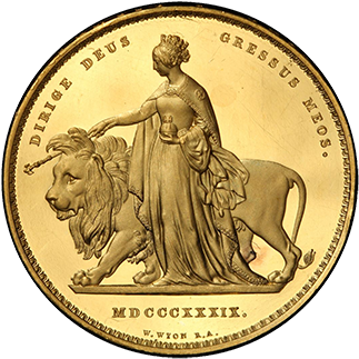 1839 Una And The Lion 5 Pounds Coin - Una And Lion 5 (640x322), Png Download