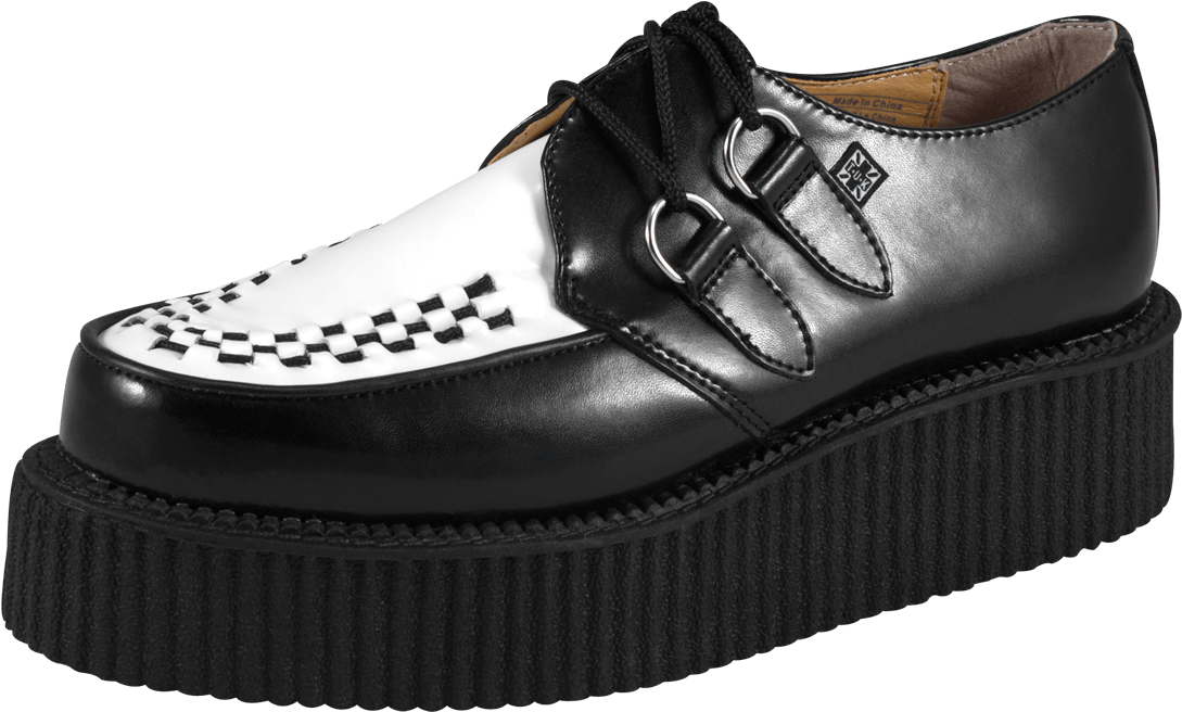 T.u.k. Shoes Viva High Black And White Leather Creepers (1096x876), Png Download