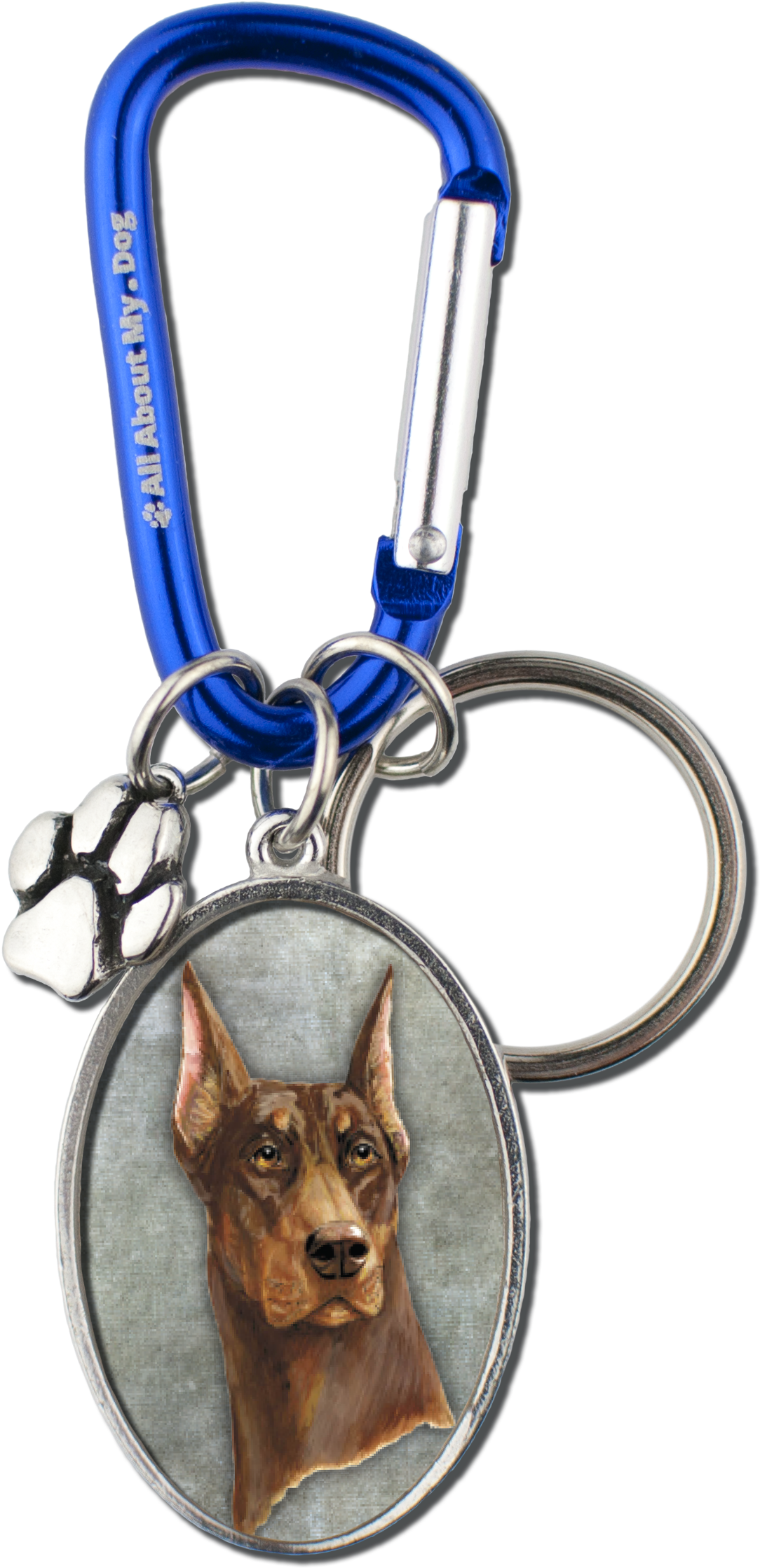 Doberman Cameo Carabiner Keychain - Keychain (1446x2657), Png Download