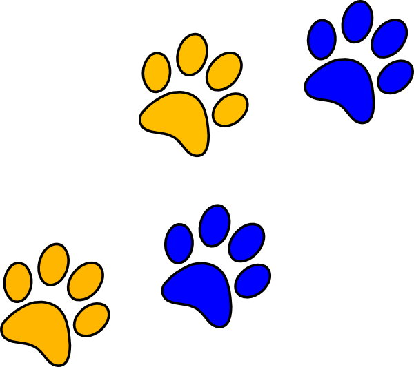 Bluegold Paw Print Clip Art - Blue And Gold Paw Prints (600x533), Png Download