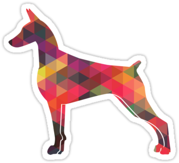 Doberman Pinscher Dog Colorful Geometric Pattern Silhouette - Dobermann (375x360), Png Download