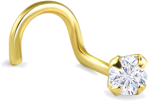 Diamond Nose Pin - 316l Surgical Steel, Gold Or Rose Gold Plated, Nose (600x532), Png Download
