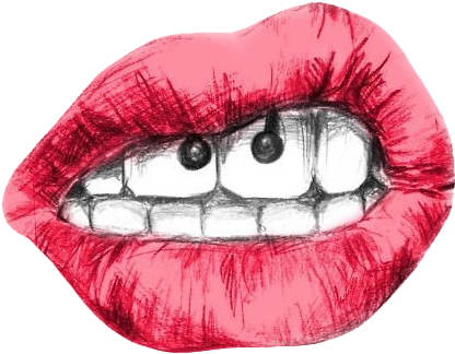 Lips, Piercing, And Red Image - Boca Com Piercing No Smile (482x393), Png Download