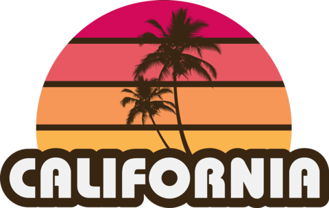 Retro Palm Trees - Retro Palm Tree Art (480x304), Png Download