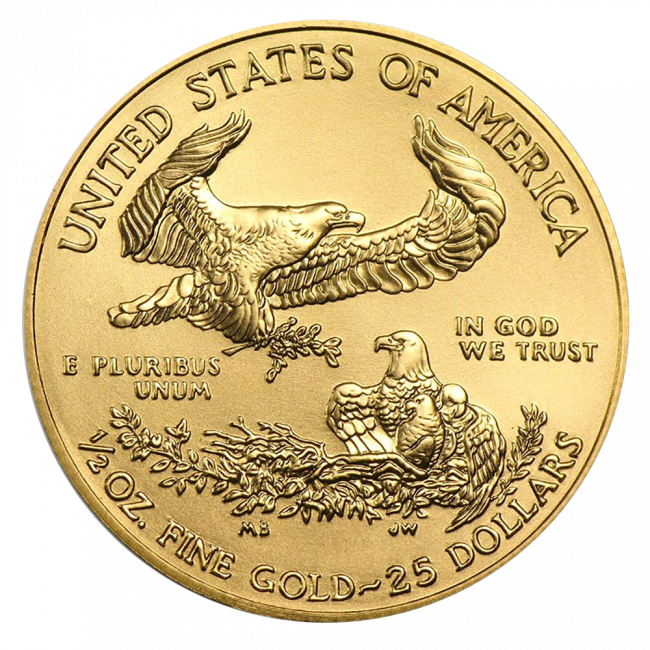 1/2 Oz American Eagle Gold Coin Front - American Eagle Gold 2018 1 10 Oz (650x650), Png Download