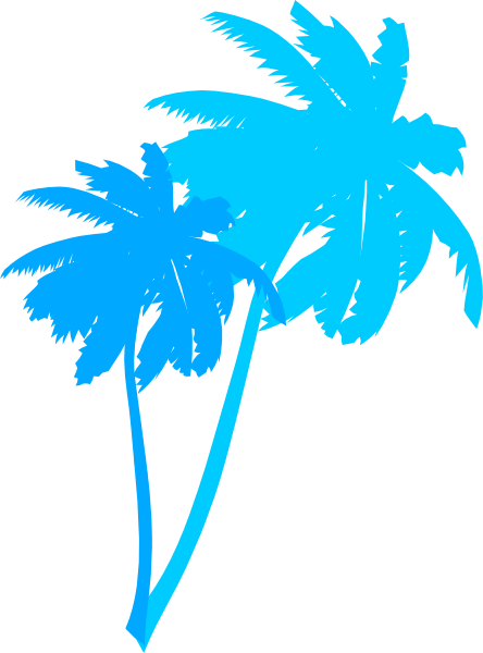 Vector Palm Trees Clip Art - Blue Palm Tree Vector (444x600), Png Download