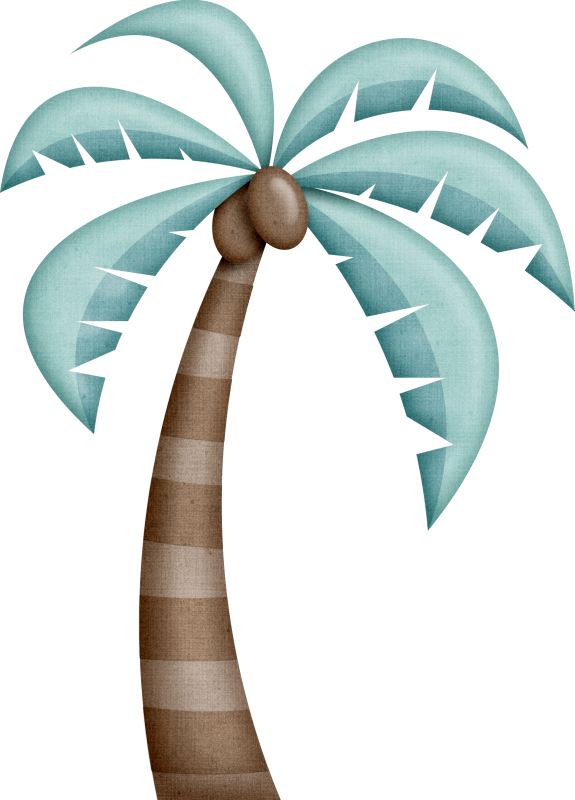 Beach With Palm Trees Vector Illustration - Palm Tree Clip Art Aesthetic (575x800), Png Download