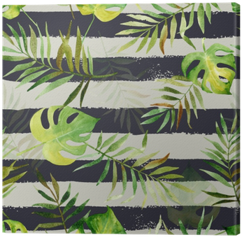 Seamless Pattern With Watercolor Tropical Leaves On - Watercolor Painting (400x400), Png Download