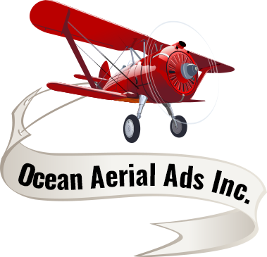 Ocean Aerial Ads - Airplane With Banner (379x365), Png Download