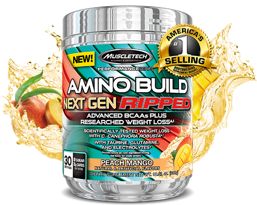 Amino Build Bottle - Amino Build Next Gen Ripped Muscle Tech (530x422), Png Download