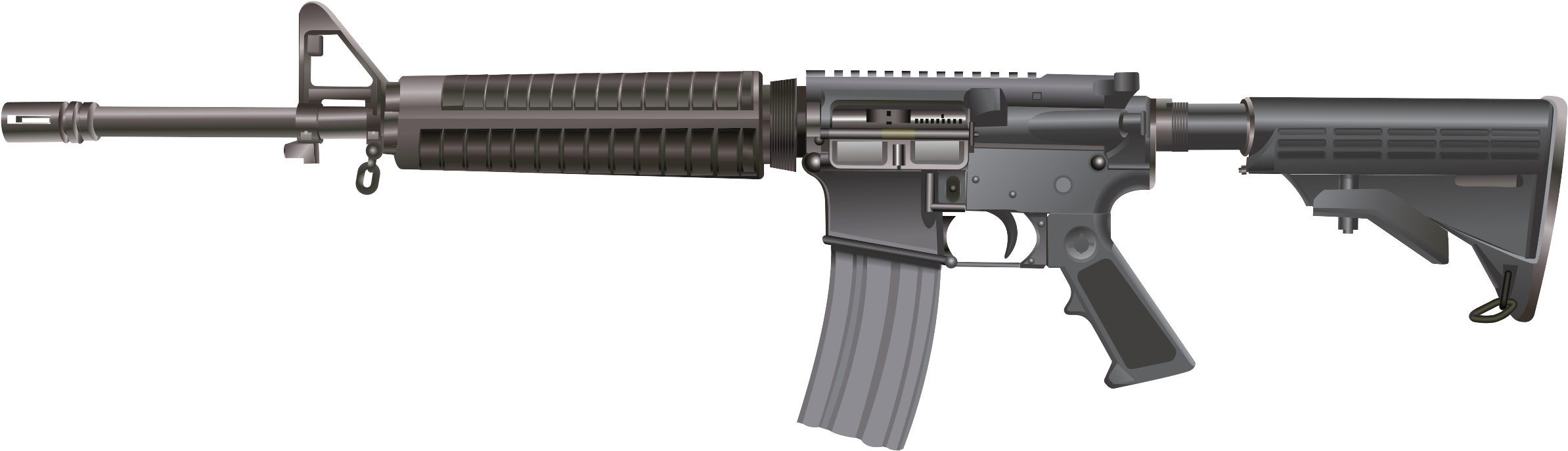 This Free Icons Png Design Of M16 / Ar-15 Rifle (2400x700), Png Download