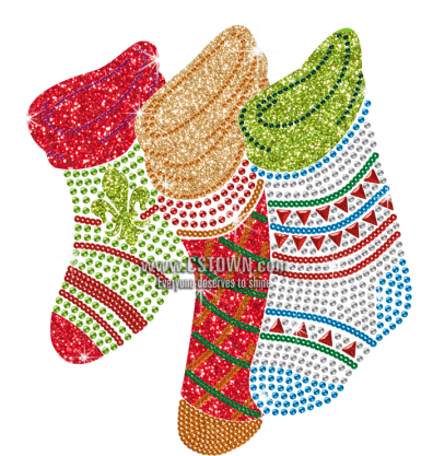 Glitter Bling Bling Christmas Stocking Iron On Transfer - Iron-on (450x450), Png Download