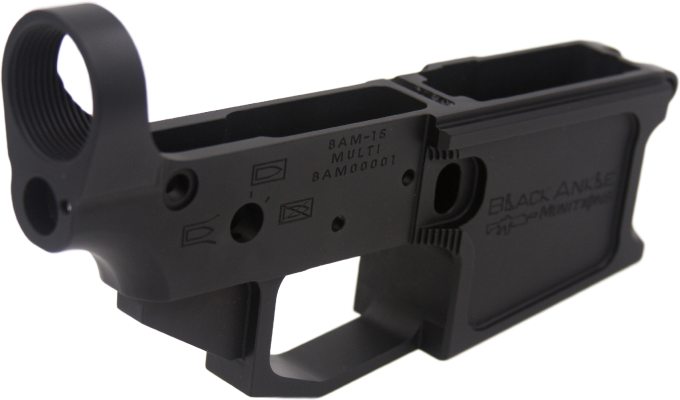Black Ankle Munitions Bam 15 Stripped Ar 15 Billet - Ar 45 Lower Receiver (680x400), Png Download