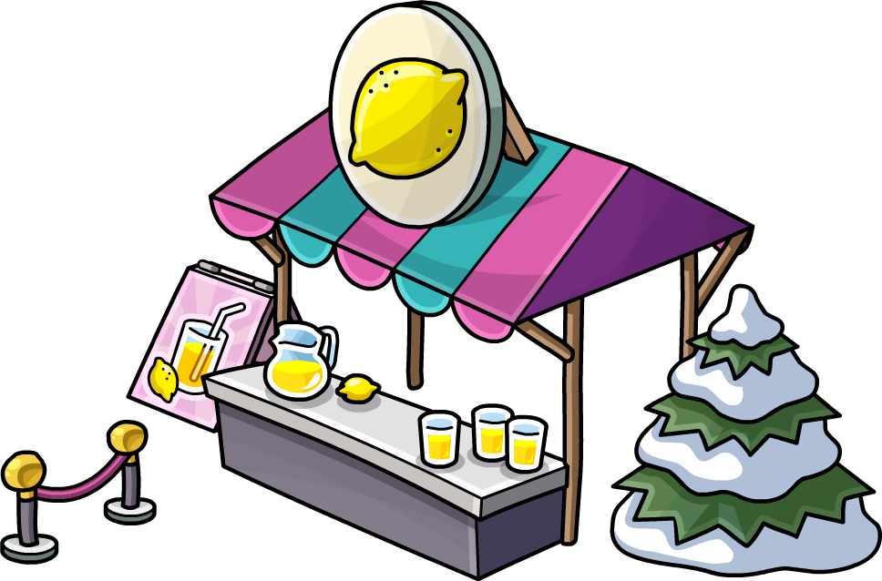 Lemonade Stand School & Skate Party - Club Penguin Stand (968x638), Png Download