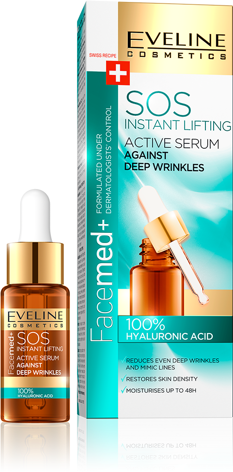 Instant Lifting Sos Active Serum Against Deep Wrinkles - Eveline Vitamin C Serum (1000x1000), Png Download