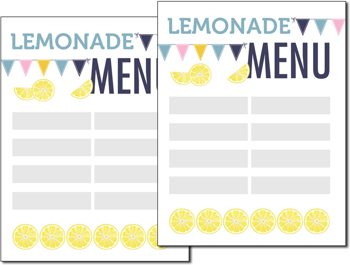 Lemonade Stand Menu - Printable Lemonade Stand Template (760x560), Png Download