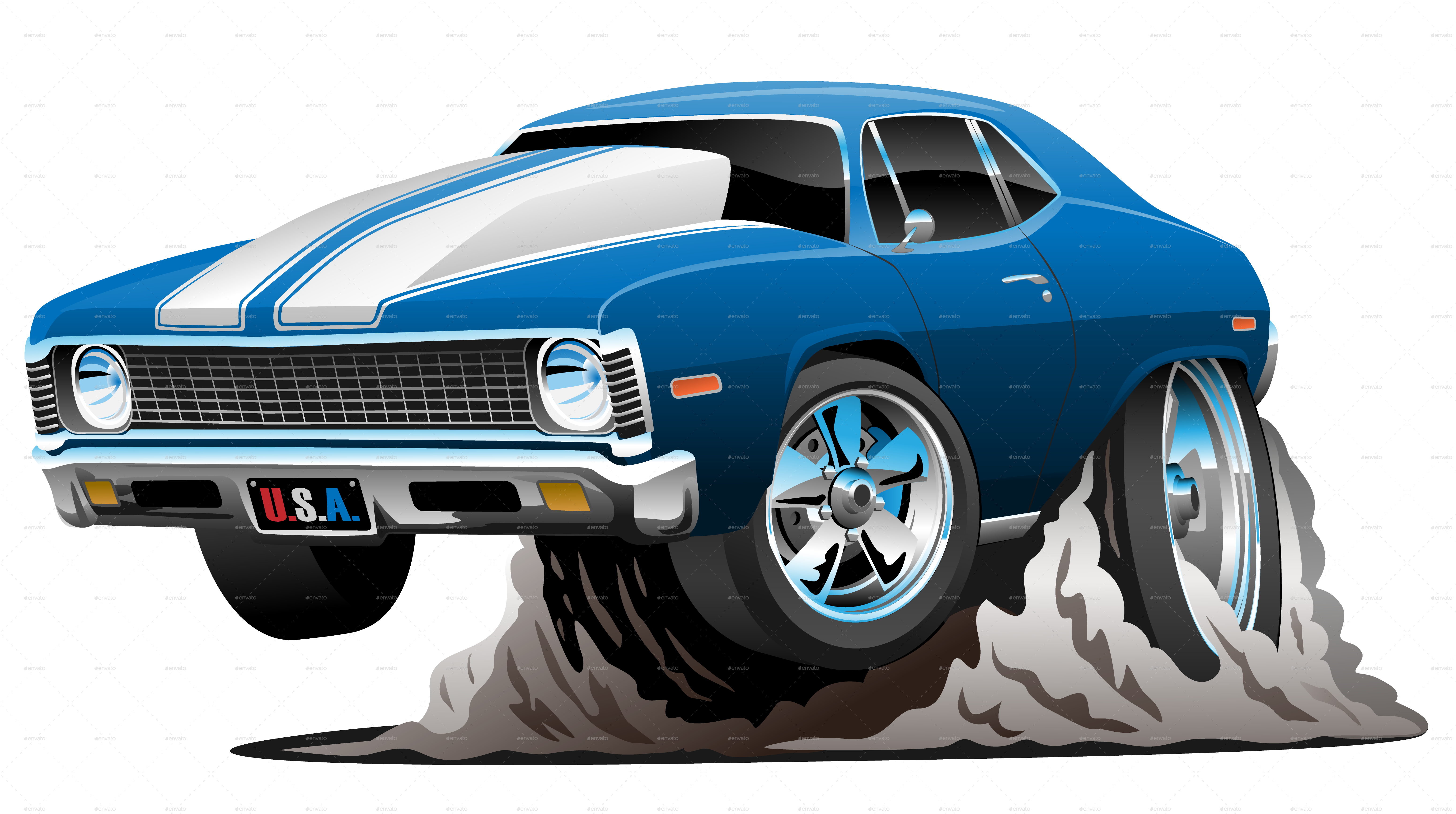 71 Musclecar 71 Musclecar - American Muscle Car Logo Cartoon Transparent (6209x3472), Png Download