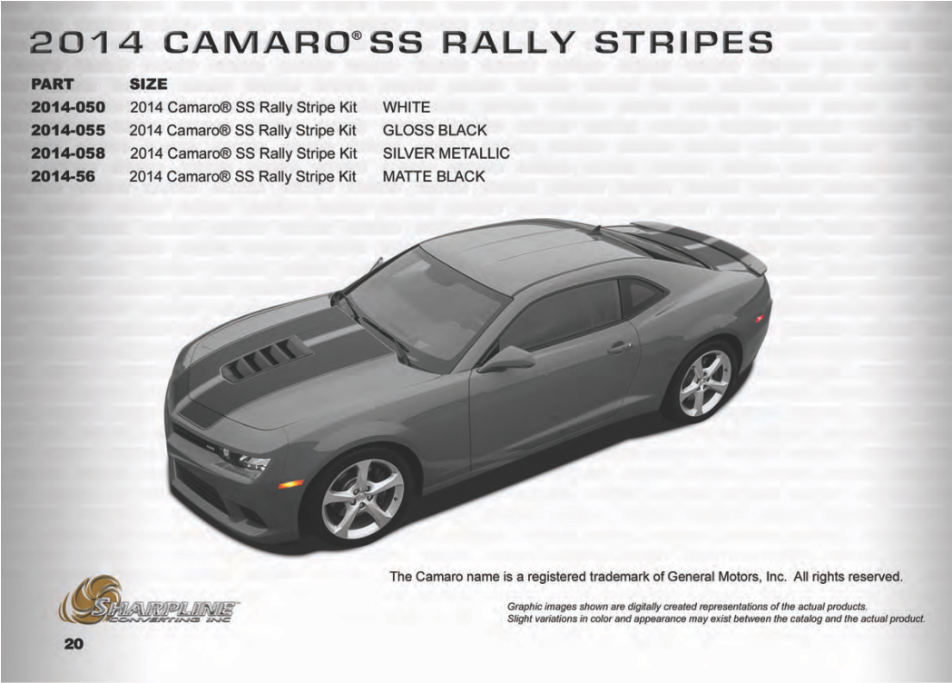 Camaro® Rally Stripe Kits - Prostripe 2014-58: Sharpline Camaro Rally Stripe Packages (1050x1050), Png Download