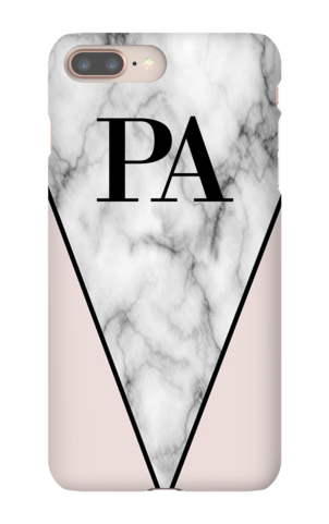 Personalised Pink X Grey Marble Contrast Initials Iphone - Apple Iphone 8 Plus (480x480), Png Download