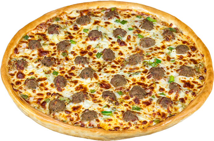 Pizza With Bacon Chicken And Meatballs (700x514), Png Download