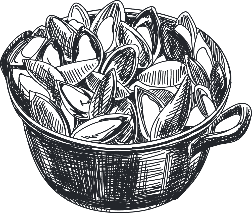 Mussel Italian Cuisine Drawing Seafood Icon - Mussel Pot Drawing (1003x848), Png Download