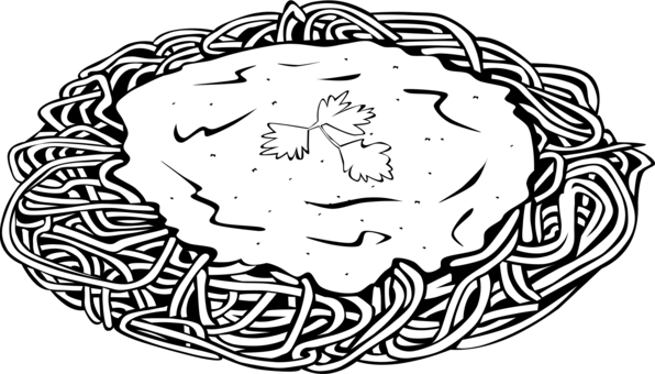 Pasta Spaghetti With Meatballs Italian Cuisine - Spaghetti Clip Art Black And White (596x340), Png Download