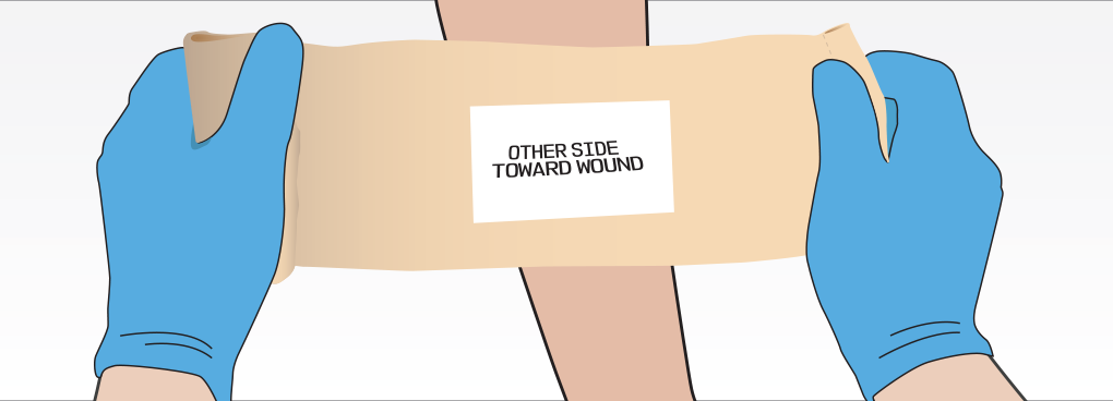 With The Other Hand, Wrap The Bandage Snugly Around - Wood (1020x368), Png Download