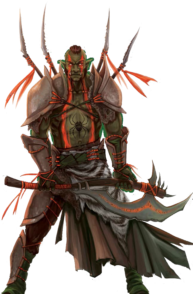 M Half Orc Cleric Of Lothe Med Armor Battle Axe - Half Orc War Cleric (710x985), Png Download