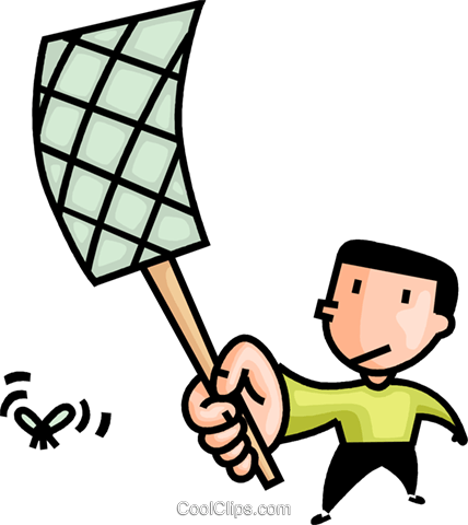 Man Swatting A Fly Royalty Free Vector Clip Art Illustration - Swat A Fly Clipart (428x480), Png Download