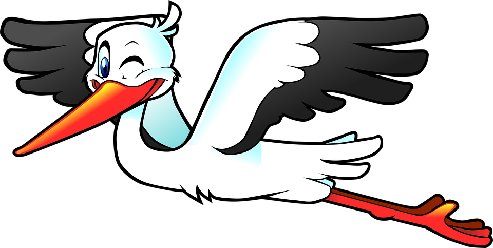 Fly Clipart Comic - Stork Clipart (960x483), Png Download