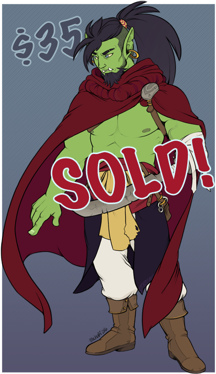 One-armed Orc Adopt [sold] - Cartoon (487x800), Png Download